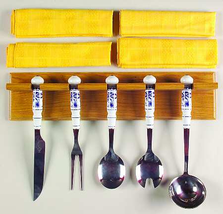 700 (Stainless) 5 Piece Serving Set with Wood Wall Rack