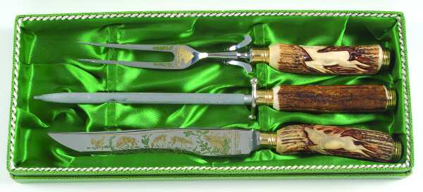 AWJ1 (Stainless) Large 3-Piece Roast Carving Set w/ Stainless Blade