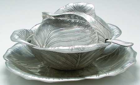 Cabbage (Aluminum, Hollowware) Tureen W/Lid,Ladle &Underplate