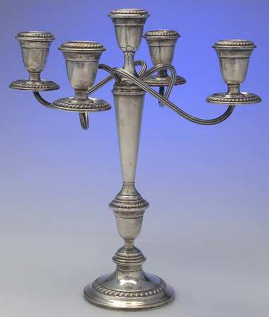 S258 (Sterling, Hollowware) Weighted 5 Light Candelabra