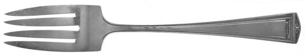Luxor (Silverplate, 1924, Monograms) Medium Solid Cold Meat Serving Fork by Alvin