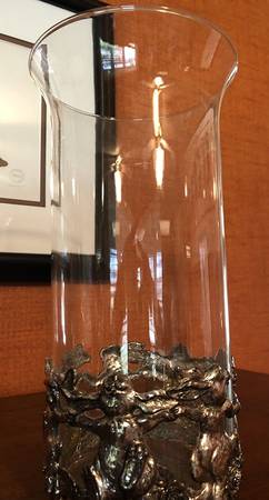 Bunnies (Aluminum, Hollowware) Crystal Vase with Metal Base