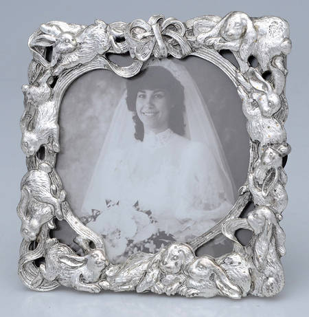 Bunnies (Aluminum, Hollowware) Frame-Holds 4" X 4" Picture