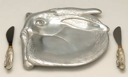 Bunnies (Aluminum, Hollowware) Sculptured Plate W/2 Spreaders