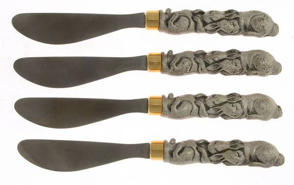 Bunnies (Aluminum, Hollowware) Sculptured Spreader - Set of 4