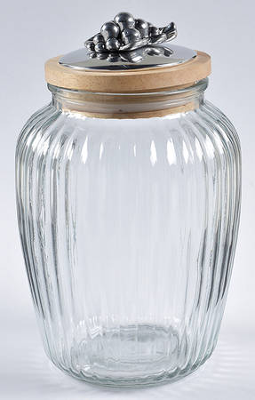 Grape (Aluminum, Hollowware) Large Glass Canister & Metal Lid