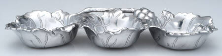 Grape (Aluminum, Hollowware) 3 Section Condiment Bowl