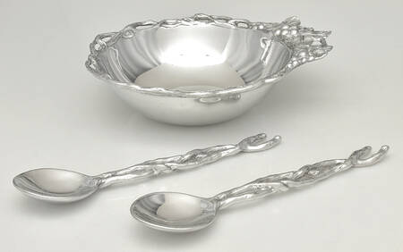 Grape (Aluminum, Hollowware) (3 Pc) Salad Serving Set (SB9M1 & 2 SASPS)