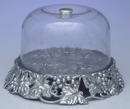 Grape (Aluminum, Hollowware) 14" Cake Stand wtih Acrylic Dome