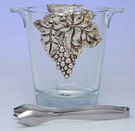 Grape (Aluminum, Hollowware) Crystal Ice Bucket & Tongs