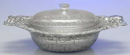 Grape (Aluminum, Hollowware) 2 Qt Glass Casserole W/Metal Holder