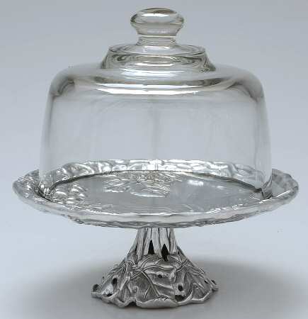 Grape (Aluminum, Hollowware) Cheese Stand with Glass Dome