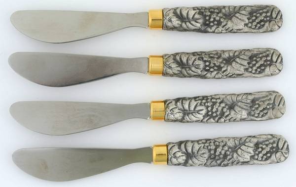 Grape (Aluminum, Hollowware) Individual Hors d'Oeuvre-Butter Knife Hollow Handle - Set of 4