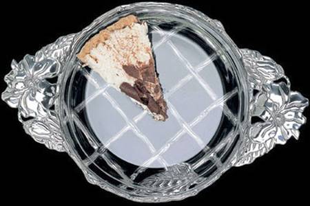 Magnolia (Aluminum, Hollowware) Pie Holder W/Glass Plate