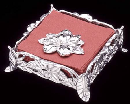 Magnolia (Aluminum, Hollowware) Square Napkin Holder with Weight