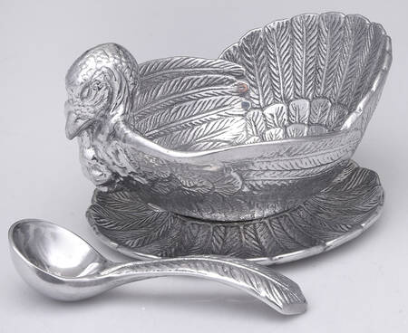 American Wilderness (Aluminum, Hollowware) Condiment Bowl & Underplate with Spoon