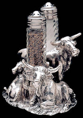 Longhorn (Aluminum, Hollowware) Crystal Salt & Pepper W/Metal Stand