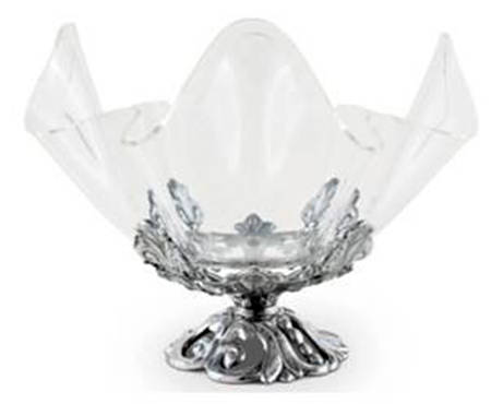 Fleur de Lis (Aluminum, Serveware) Metal Stand with Acrylic Bowl