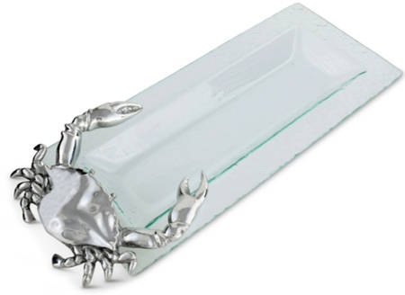 Wonders of the Water (Aluminum, Serveware) 18" Rectangular Glass Tray with Metal Accent