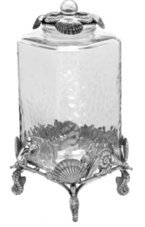 Wonders of the Water (Aluminum, Serveware) Glass Beverage Server & Lid w/Metal Stand