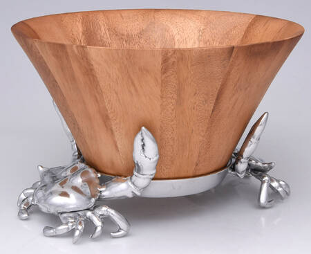 Wonders of the Water (Aluminum, Serveware) 12" Wood Salad Bowl & Metal Stand