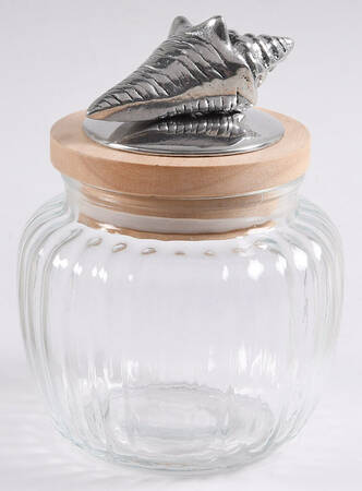 Wonders of the Water (Aluminum, Serveware) Small Glass Canister & Metal Lid