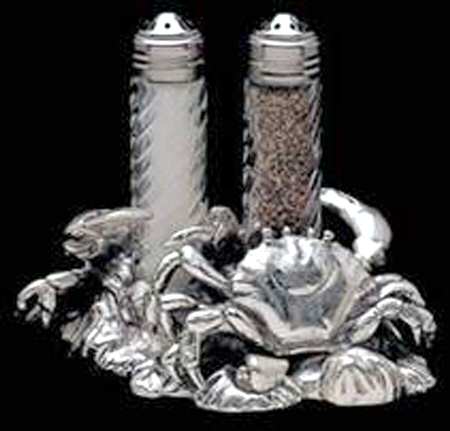Wonders of the Water (Aluminum, Serveware) Crystal Salt & Pepper W/Metal Stand