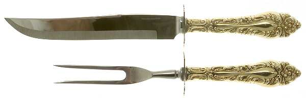 Athene-Gold Vermeil (Sterling) Small Stainless Blade 2-Piece Steak Carving Set