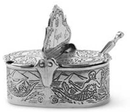 Tavola (Pewter, Hollowware) Salt & Pepper Divided Box with Hinged Lids & Spoon