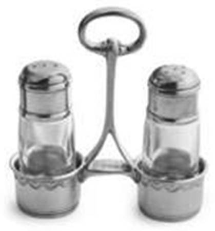 Tavola (Pewter, Hollowware) Crystal Salt & Pepper W/Metal Stand