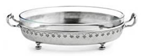 Tavola (Pewter, Hollowware) Oval Holder w/Pyrex Liner