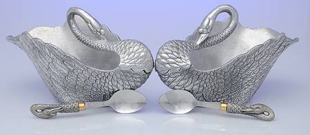 Swan (Aluminum, Hollowware) (Set of 2) Sauce/Gravy Boat
