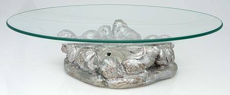 Aluminum Hollowware Centerpiece Stand with Glass Bowl