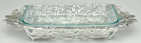 Butterfly (Aluminum, Serveware) 3 Qt Glass Rectangular Casserole W/Holder