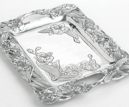 Orchid (Aluminum, Hollowware) 15" Handled Rectangular Tray