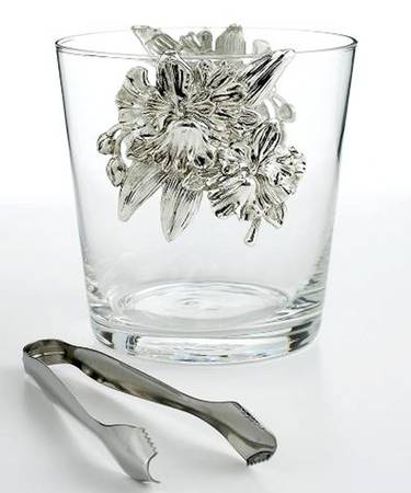 Orchid (Aluminum, Hollowware) Crystal Ice Bucket & Tongs