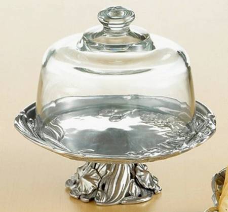 Orchid (Aluminum, Hollowware) Cheese Stand with Glass Dome