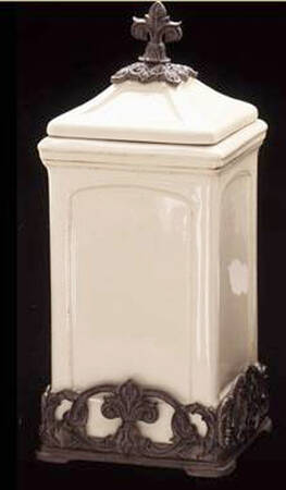 Fleur-De-Lis Tuscan (Metal, Hollowware) Canister & Lid