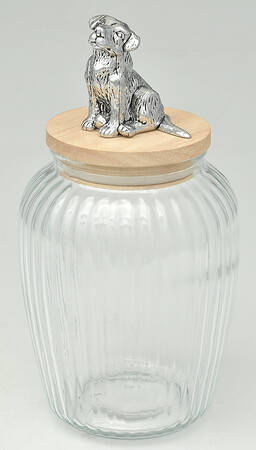 Pet (Metal, Hollowware) Glass Dog Treat Jar with Wood Lid