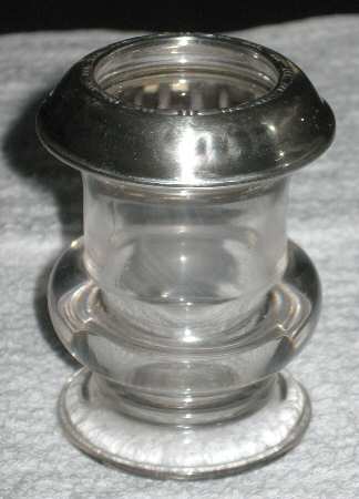 120 (Sterling, Hollowware) Crystal Toothpick Holder with Sterling Rim