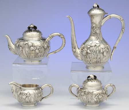 A3B1 (Sterling, Hollowware) 4 Piece Tea Set (SCP, STP, SCR, SSU)