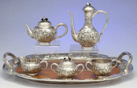 A3B1 (Sterling, Hollowware) 6 Piece Tea Set (SCP, STP, SCR, SSU, SWB, WTL)