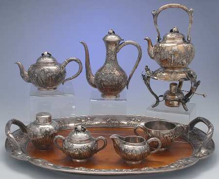 A3B1 (Sterling, Hollowware) 8 Piece Tea Set (SCP,STP,SCR,SSUO,SWB,SKES,TCAD,WT25W)
