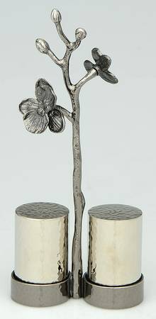 Black Orchid (Giftware) Salt and Pepper Set with Stand