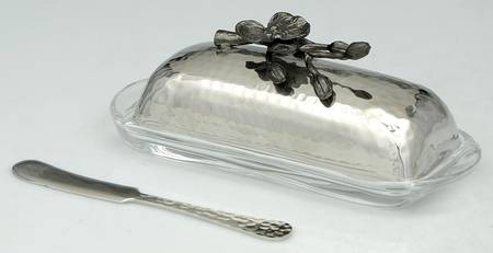 Black Orchid (Giftware) Metal Lid Glass Base 1/4 Pound Butter