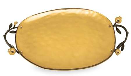 Pomegranate (Metal, Hollowware) 16" Oval Glass Tray