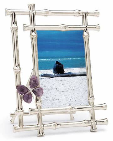 Butterfly Bamboo (Nickelplate, Hollowware) Frame-Holds 4" X 6"