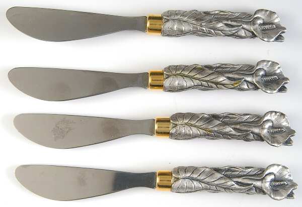Calla Lily (Other) Flat Handle Butter Spreader - Set of 4 with Case