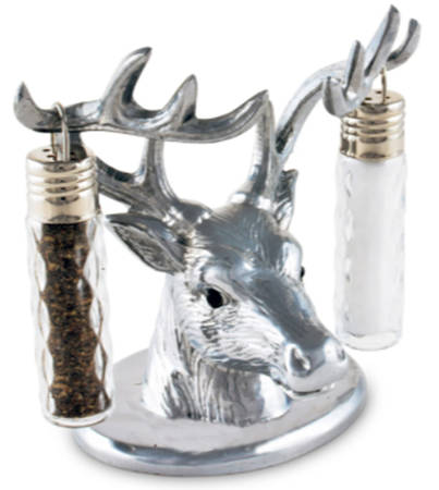 Antler (Pewter, Hollowware) Hanging Salt/Pepper Shaker Set w/Holder