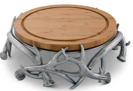 Antler (Pewter, Hollowware) Cheese Plate with Wood Insert